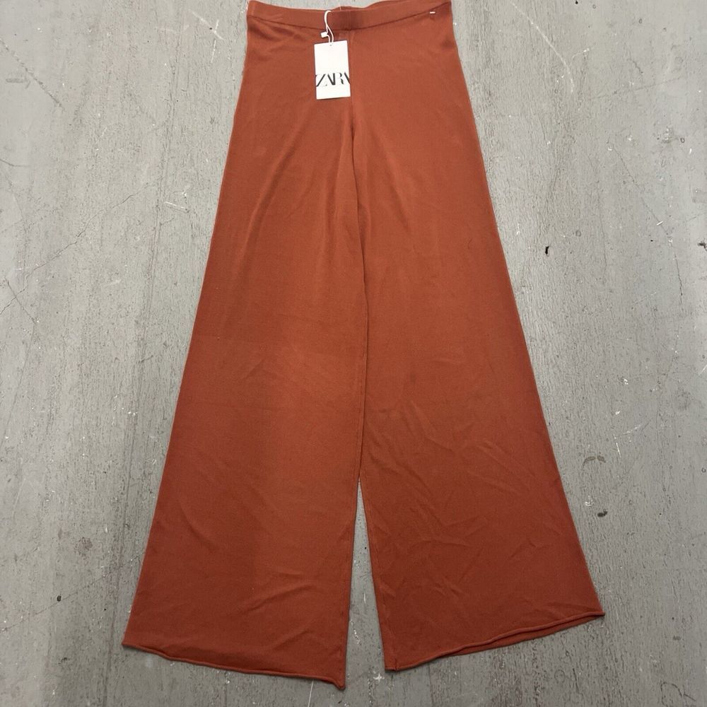 ZARA Women's High Waist Wide Leg Pull On‎ Pants Size Small Black 7901/076/670